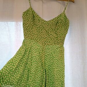 Zara Green Floral Spaghetti Strap Romper